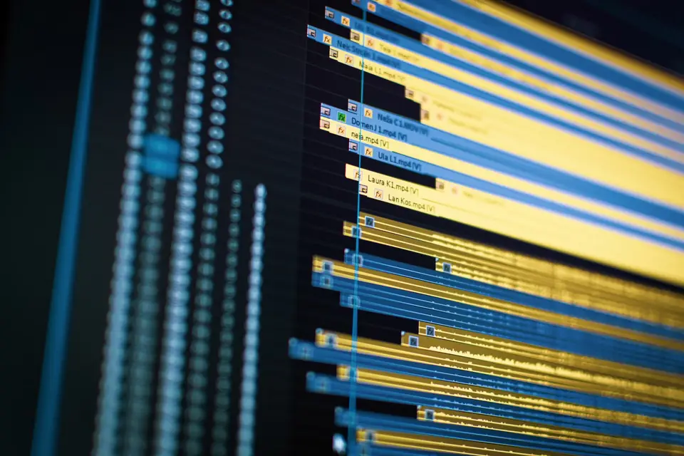 Streams of data rendered as light trails, the raw material of video indexing