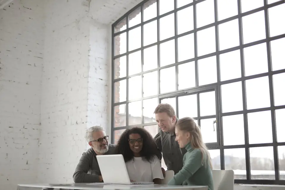 Content team planning an SEO knowledge base on a shared workspace