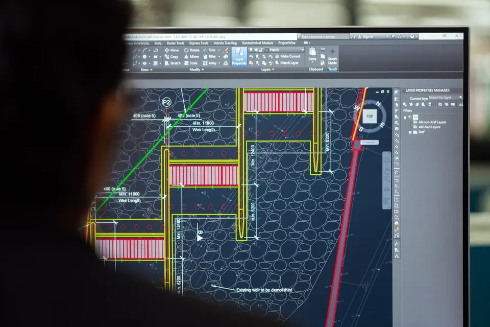 Technical schematic open in a CAD window, every connection traceable