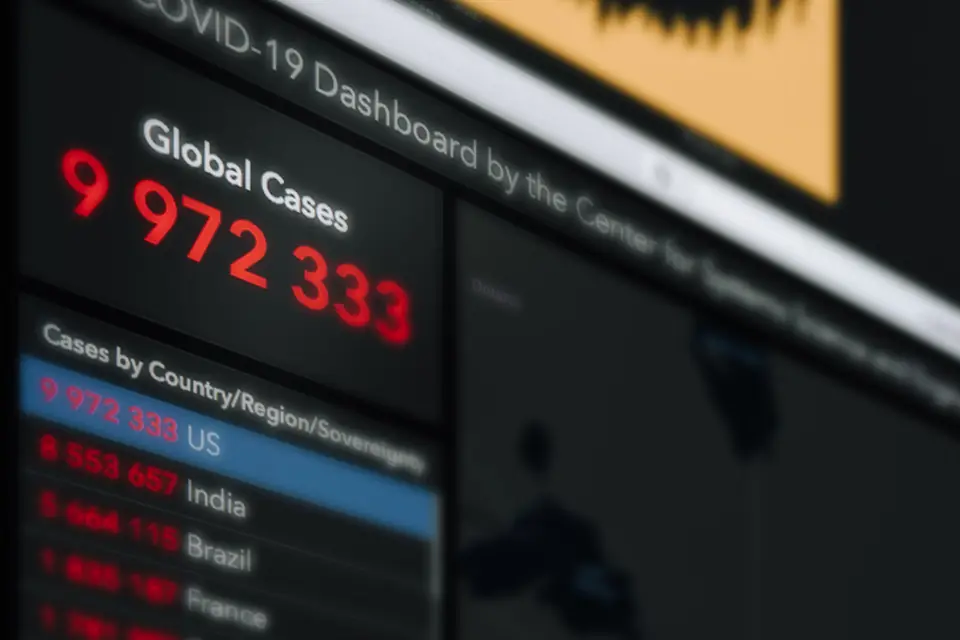 Live data dashboard aggregating figures from many sources