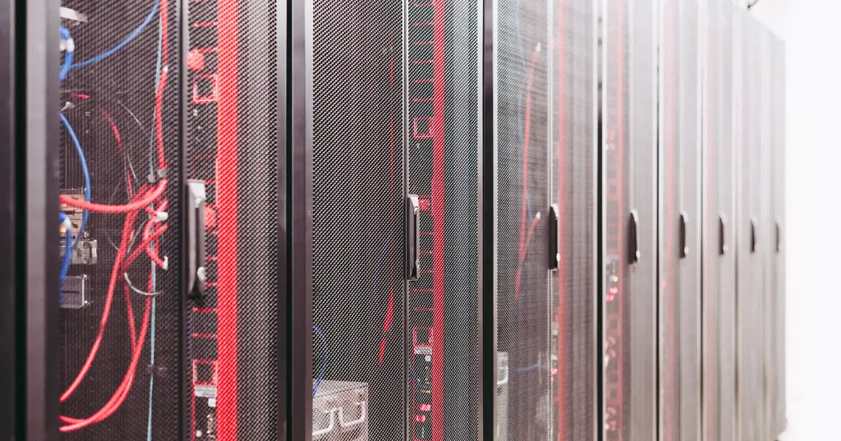 Data centre server racks representing the technical foundation of a website